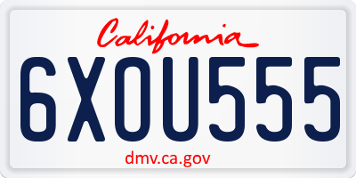 CA license plate 6XOU555