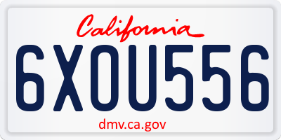 CA license plate 6XOU556