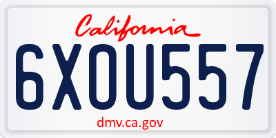 CA license plate 6XOU557