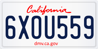 CA license plate 6XOU559