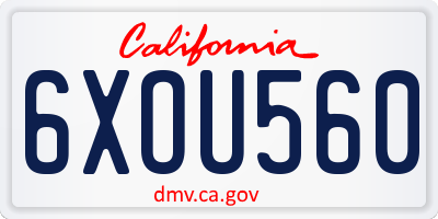 CA license plate 6XOU560