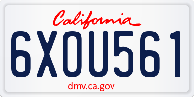 CA license plate 6XOU561