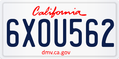 CA license plate 6XOU562