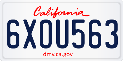 CA license plate 6XOU563