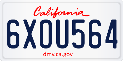 CA license plate 6XOU564
