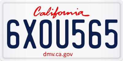 CA license plate 6XOU565