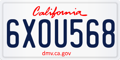 CA license plate 6XOU568