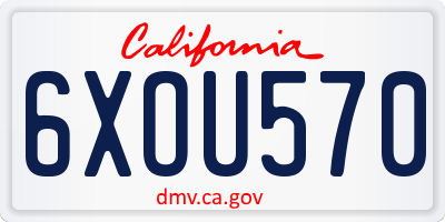 CA license plate 6XOU570