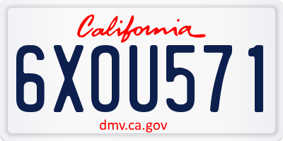 CA license plate 6XOU571