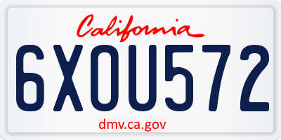 CA license plate 6XOU572