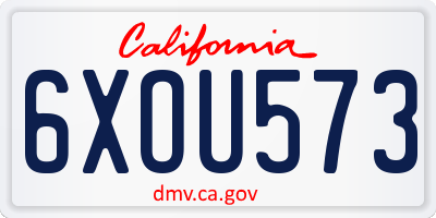 CA license plate 6XOU573