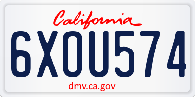 CA license plate 6XOU574