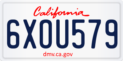 CA license plate 6XOU579