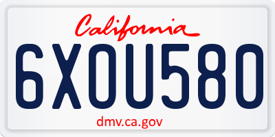 CA license plate 6XOU580
