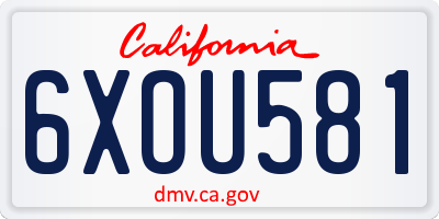 CA license plate 6XOU581