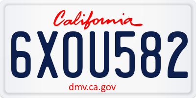 CA license plate 6XOU582