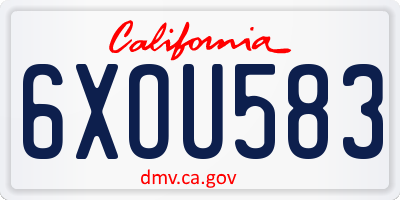 CA license plate 6XOU583