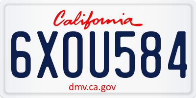 CA license plate 6XOU584
