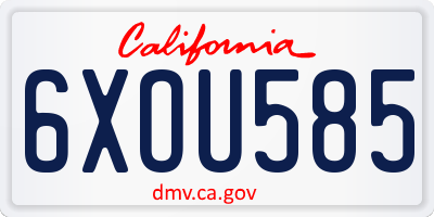 CA license plate 6XOU585