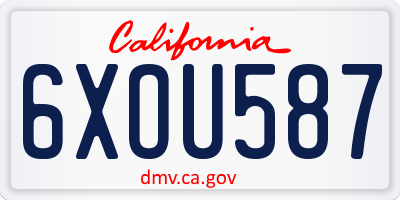 CA license plate 6XOU587