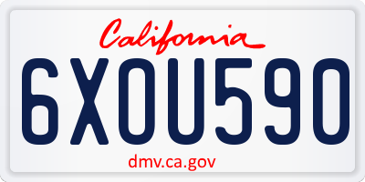 CA license plate 6XOU590