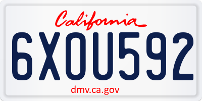 CA license plate 6XOU592