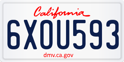 CA license plate 6XOU593