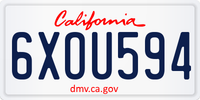 CA license plate 6XOU594