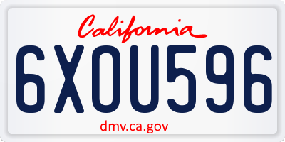 CA license plate 6XOU596