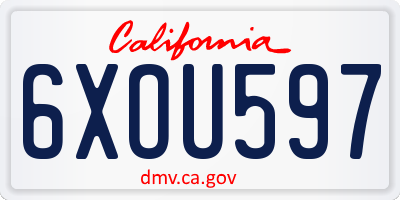 CA license plate 6XOU597