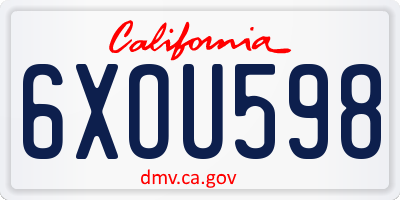 CA license plate 6XOU598