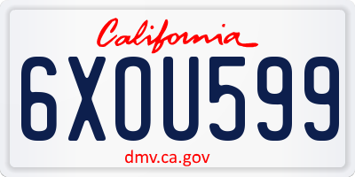 CA license plate 6XOU599