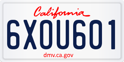 CA license plate 6XOU601