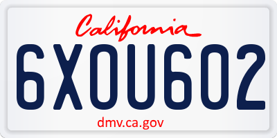 CA license plate 6XOU602