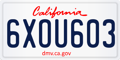CA license plate 6XOU603