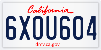 CA license plate 6XOU604