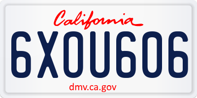 CA license plate 6XOU606