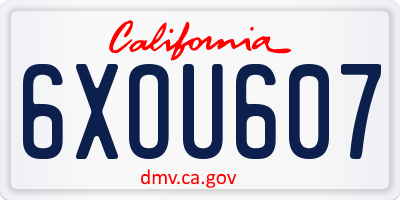 CA license plate 6XOU607
