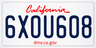 CA license plate 6XOU608