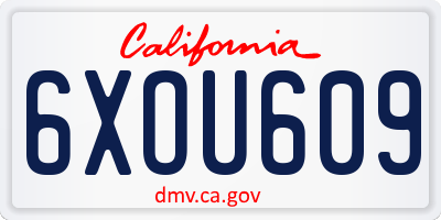 CA license plate 6XOU609