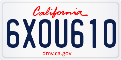 CA license plate 6XOU610