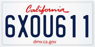 CA license plate 6XOU611