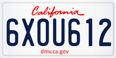 CA license plate 6XOU612