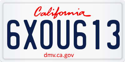 CA license plate 6XOU613