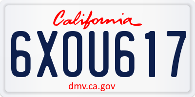 CA license plate 6XOU617