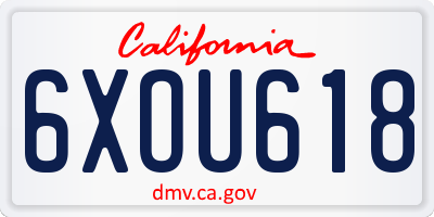 CA license plate 6XOU618