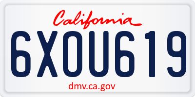 CA license plate 6XOU619