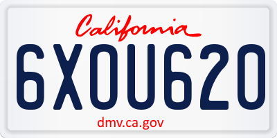 CA license plate 6XOU620