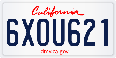 CA license plate 6XOU621