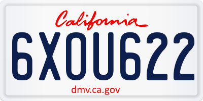 CA license plate 6XOU622